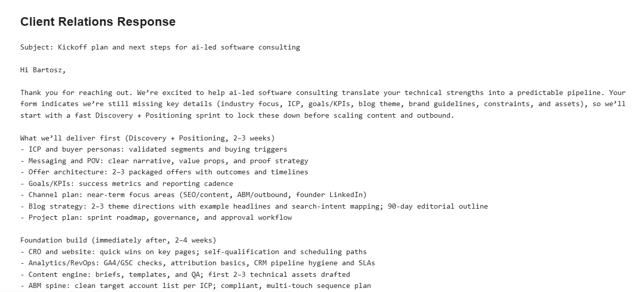AI Client Communication Agent Screenshot